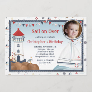 Sailboat Birthday Party Invitation with Photo