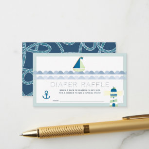 Sailboat Blue Baby Shower DIaper Raffle Ticket Enclosure Card