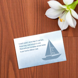Sailboat Blue Boy Baby Shower Books For Baby Enclosure Card
