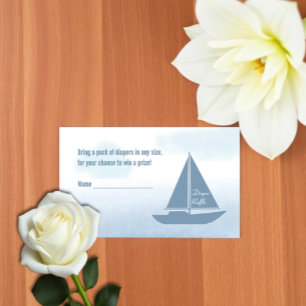 Sailboat Blue Boy Baby Shower Diaper Raffle Enclosure Card