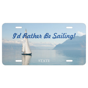 Sailboat, Blue Water, DIY Message & Photo License Plate