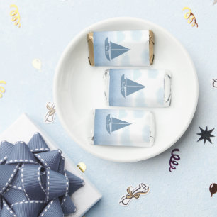 Sailboat Blue Watercolor Boy Baby Shower Hershey's Miniatures