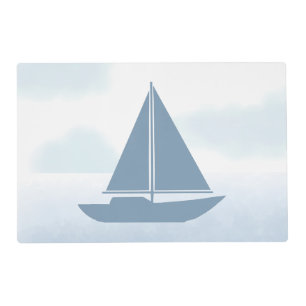 Sailboat Blue Watercolor Boy Baby Shower Placemat