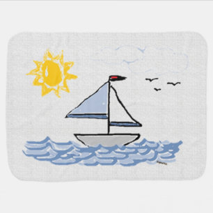Sailboat Boat Animated Receiving Blanket