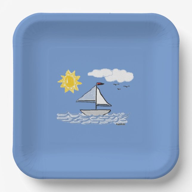 Sailboat Boat Boats Sailing Sailboats  Paper Plates (Front)