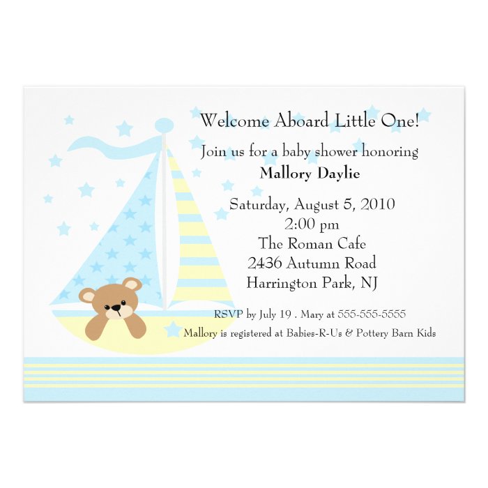 Sailboat Boy Baby Shower Invitation