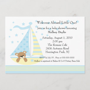 Sailboat Boy Baby Shower Invitation