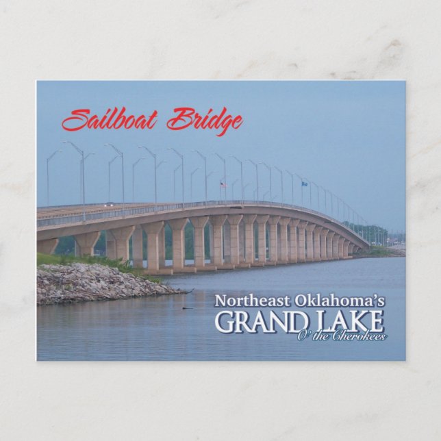 Sailboat Bridge Grove Oklahoma post card 1 (Front)