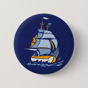 Sailboat button, customizable pinback button