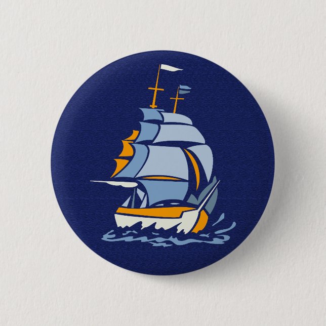 Sailboat button, customizable pinback button (Front)