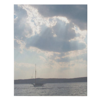 Sailboat - Cape Cod - Sun Bursting Through Clouds Faux Canvas Print