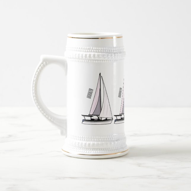 Sailboat cartoon illustration beer stein (Left)