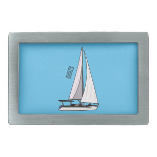Sailboat cartoon illustration belt buckle