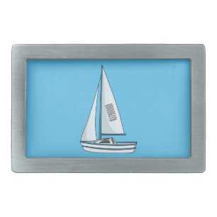 Sailboat cartoon illustration belt buckle