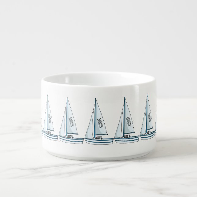 Sailboat cartoon illustration bowl (Center)