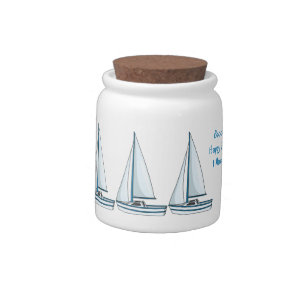 Sailboat cartoon illustration candy jar