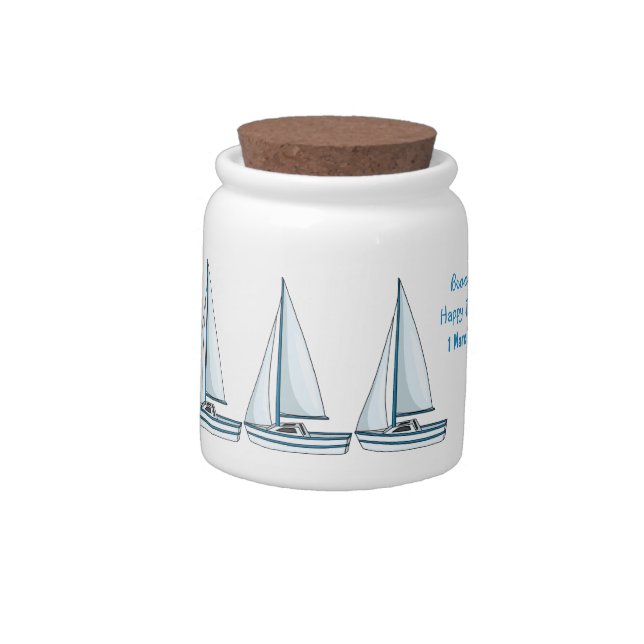 Sailboat cartoon illustration candy jar (Left)