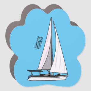 Sailboat cartoon illustration car magnet
