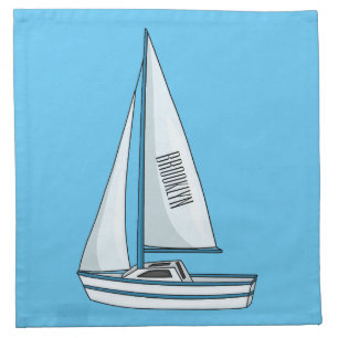 Sailboat cartoon illustration cloth napkin
