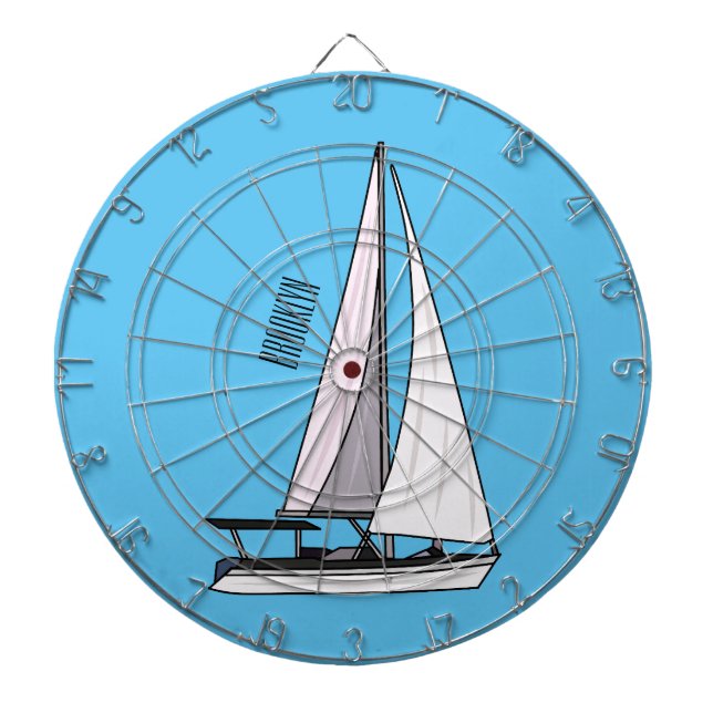 Sailboat cartoon illustration dart board (Front)