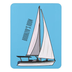 Sailboat cartoon illustration door sign