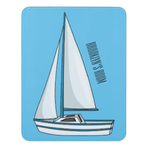 Sailboat cartoon illustration  door sign