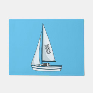 Sailboat cartoon illustration doormat