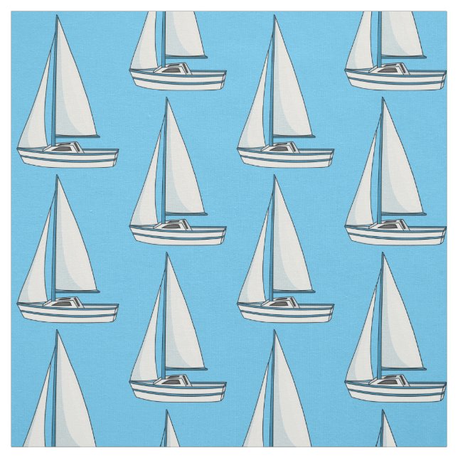 Sailboat cartoon illustration fabric (Swatch)