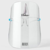 Sailboat cartoon illustration face shield (Front)