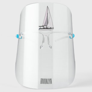 Sailboat cartoon illustration face shield