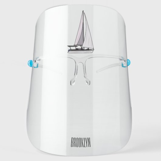 Sailboat cartoon illustration face shield (Front)