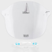 Sailboat cartoon illustration face shield (Front w/Glasses)