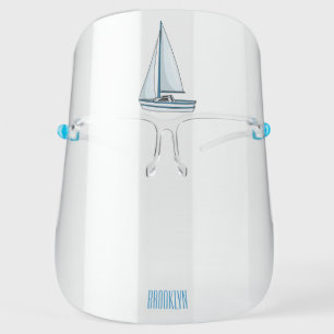 Sailboat cartoon illustration face shield