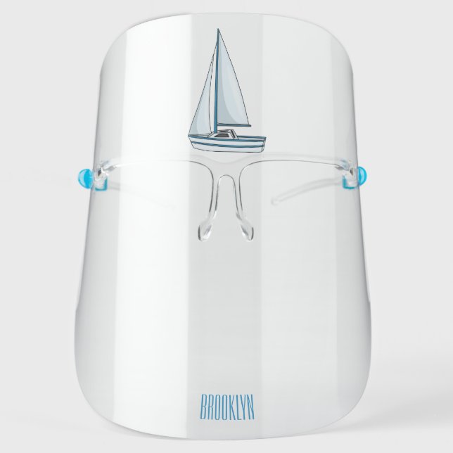 Sailboat cartoon illustration face shield (Front)