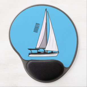 Sailboat cartoon illustration gel mouse pad