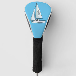 Sailboat cartoon illustration golf head cover
