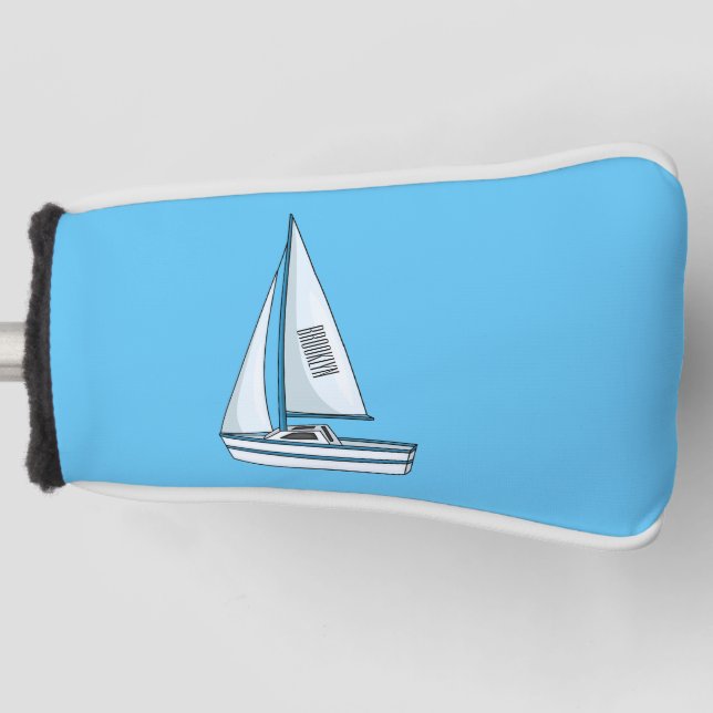 Sailboat cartoon illustration golf head cover (Front)