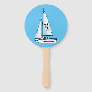 Sailboat cartoon illustration  hand fan