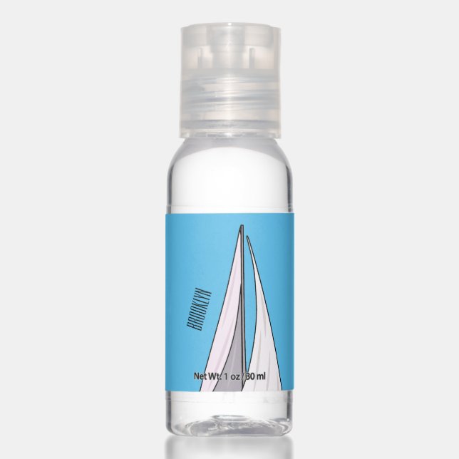 Sailboat cartoon illustration hand sanitizer (Front)