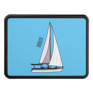 Sailboat cartoon illustration hitch cover