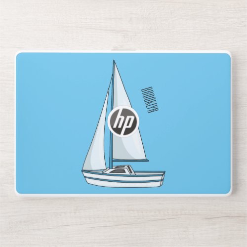 Sailboat cartoon illustration  HP laptop skin