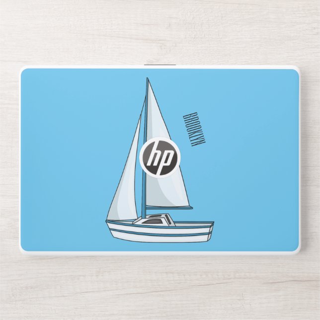 Sailboat cartoon illustration  HP laptop skin (Front)