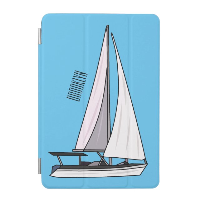 Sailboat cartoon illustration iPad mini cover (Front)