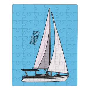 Sailboat cartoon illustration jigsaw puzzle