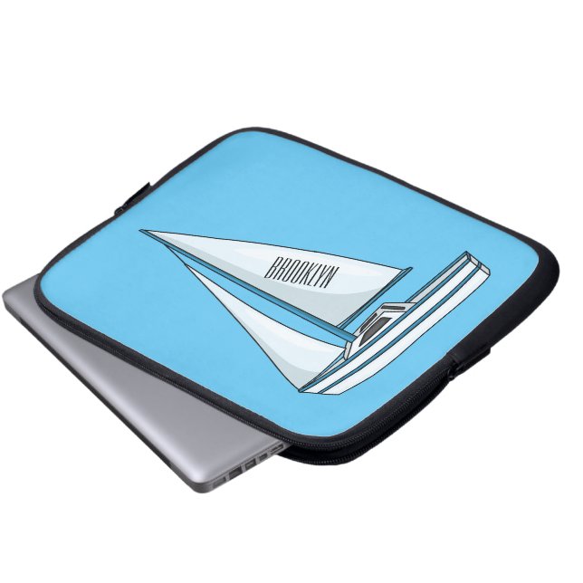 Sailboat cartoon illustration  laptop sleeve (Front Bottom)