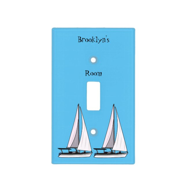 Sailboat cartoon illustration light switch cover (Front)