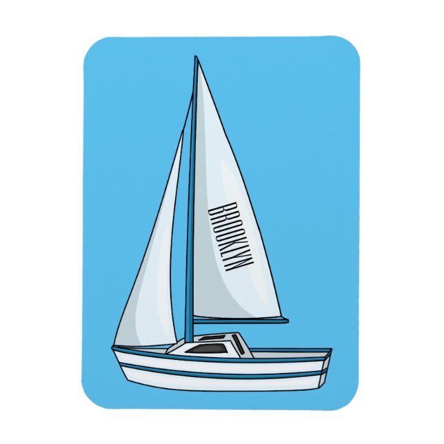 Sailboat cartoon illustration  magnet (Vertical)