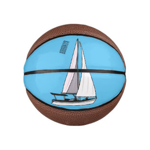 Sailboat cartoon illustration mini basketball