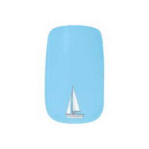 Sailboat cartoon illustration minx nail art