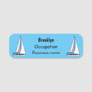 Sailboat cartoon illustration name tag